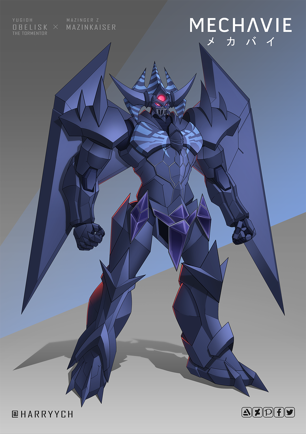 artist_name, character_name, clenched_hands, deviantart_logo, english_commentary, fusion, glowing, glowing_eyes