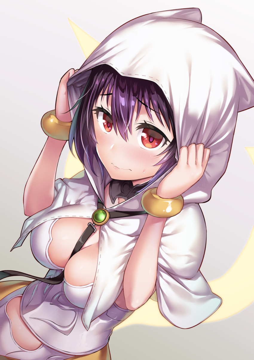 1girl, armor, armored_dress, bangs, black_hair, blush, bracelet, breastplate