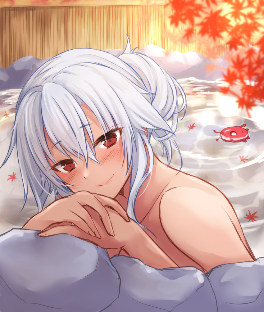 1girl, absurdres, alternate_hairstyle, blush, brown_eyes, closed_mouth, collarbone, dark_skin