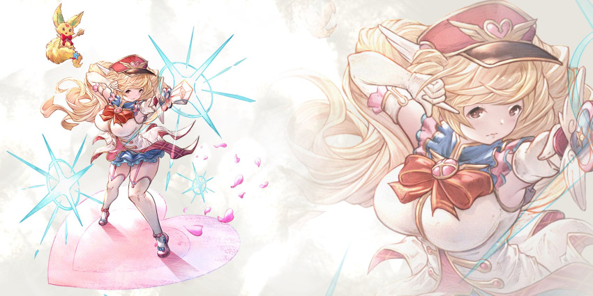 1girl, bare_shoulders, blonde_hair, breasts, cygames, elbow_gloves, gloves, granblue_fantasy
