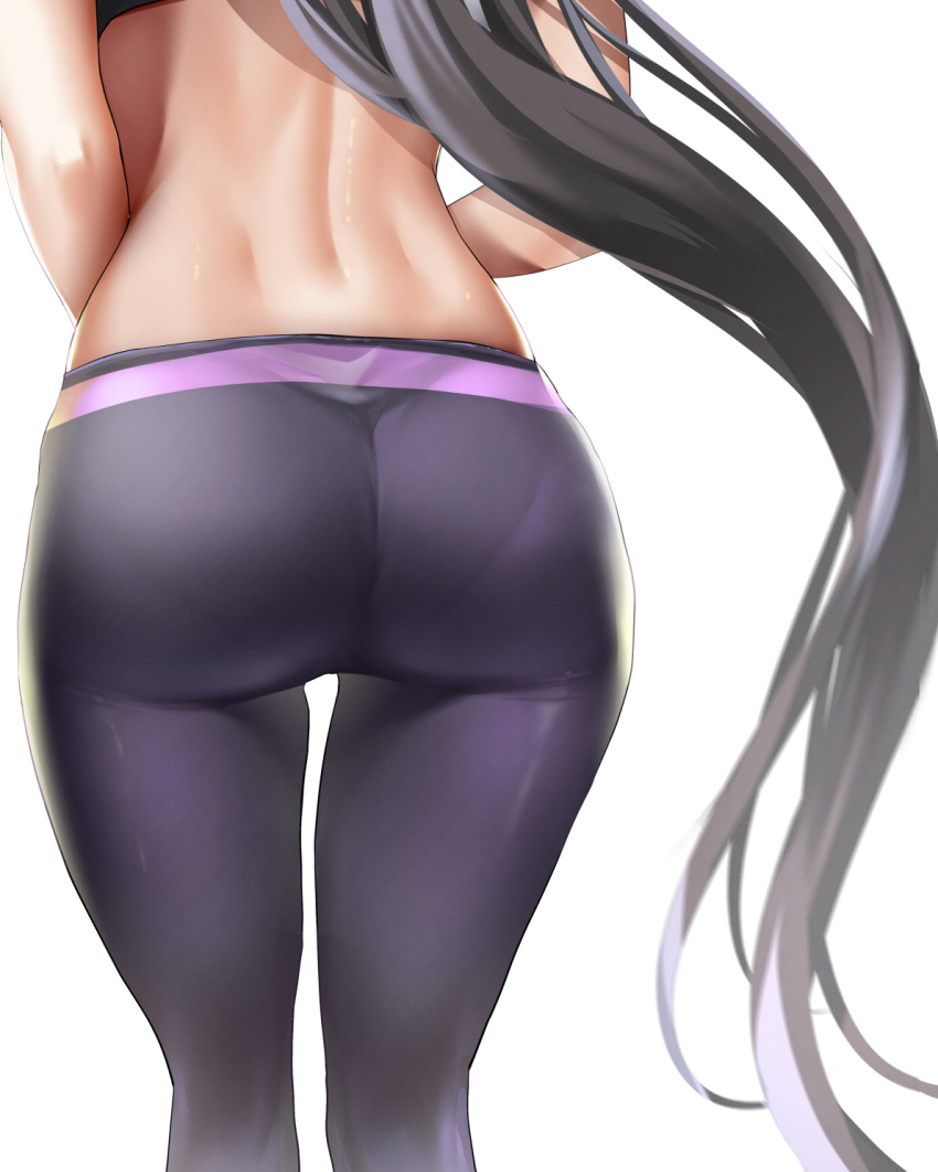 1girl, ass, back, black_hair, black_pants, blue_archive, highres, kariza