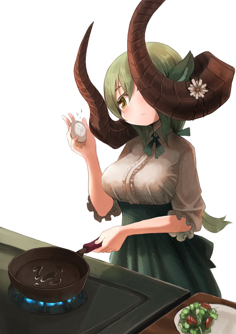 159cm, 1girl, animal_ears, blush, breasts, closed_mouth, cracked_egg, egg