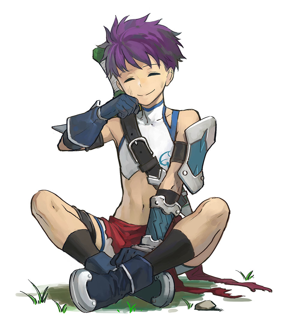 1boy, b_suke, blue_gloves, blue_hair, boots, closed_eyes, fate/grand_order, fate_(series)