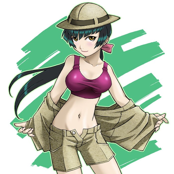 bontenmaru, crop_top, green_hair, gundam, gundam_00, helmet, long_hair, midriff
