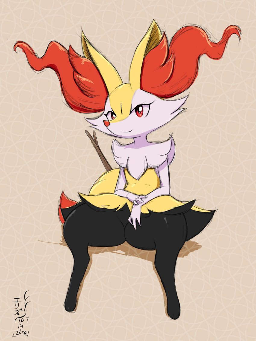 1girl, animal_ear_fluff, animal_ears, animal_nose, artist_name, black_fur, body_fur, braixen