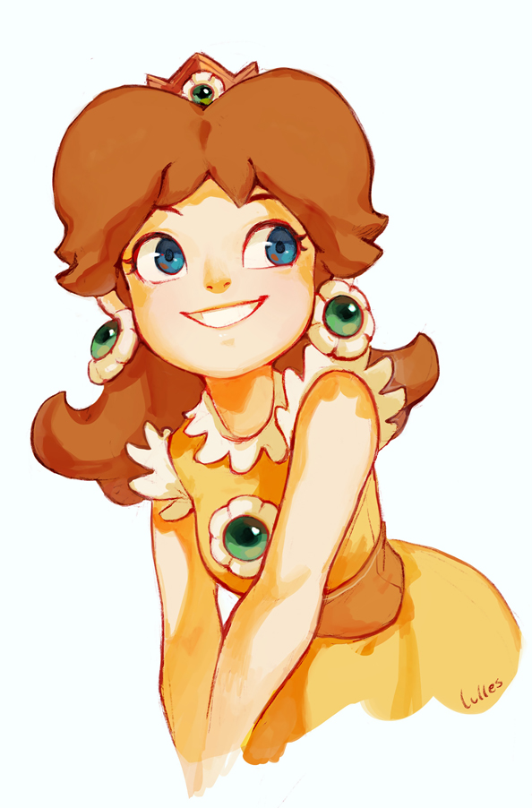 1girl, artist_name, blue_eyes, breasts, brooch, brown_hair, commentary, cropped_arms