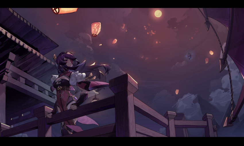 1boy, 1girl, absurdres, architecture, bangs, beidou_(genshin_impact), black_gloves, blue_hair