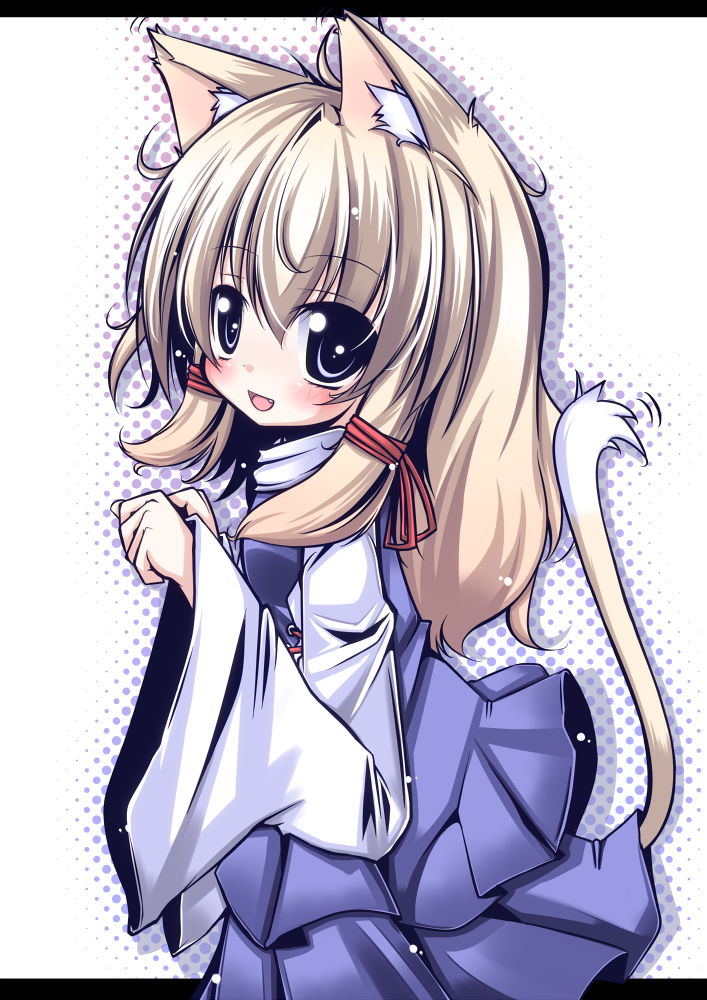 blonde_hair, blue_hair, cat_ears, cat_pose, cat_tail, futase_hijiri, kemonomimi_mode, moriya_suwako