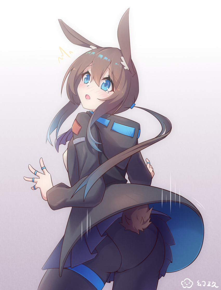 absurdres, amiya_(arknights), animal_ear_fluff, animal_ears, arknights, artist_name, black_jacket, black_legwear