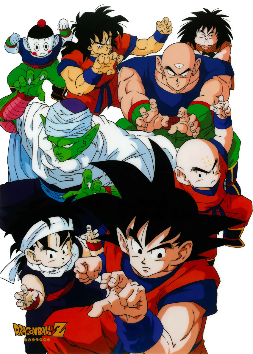 1990s_(style), 6+boys, arms_up, bald, bangs, black_eyes, black_hair, boots