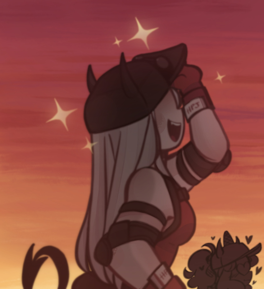 2girls, alternate_costume, alternate_hairstyle, black_tail, breasts, chibi, commentary, demon_girl