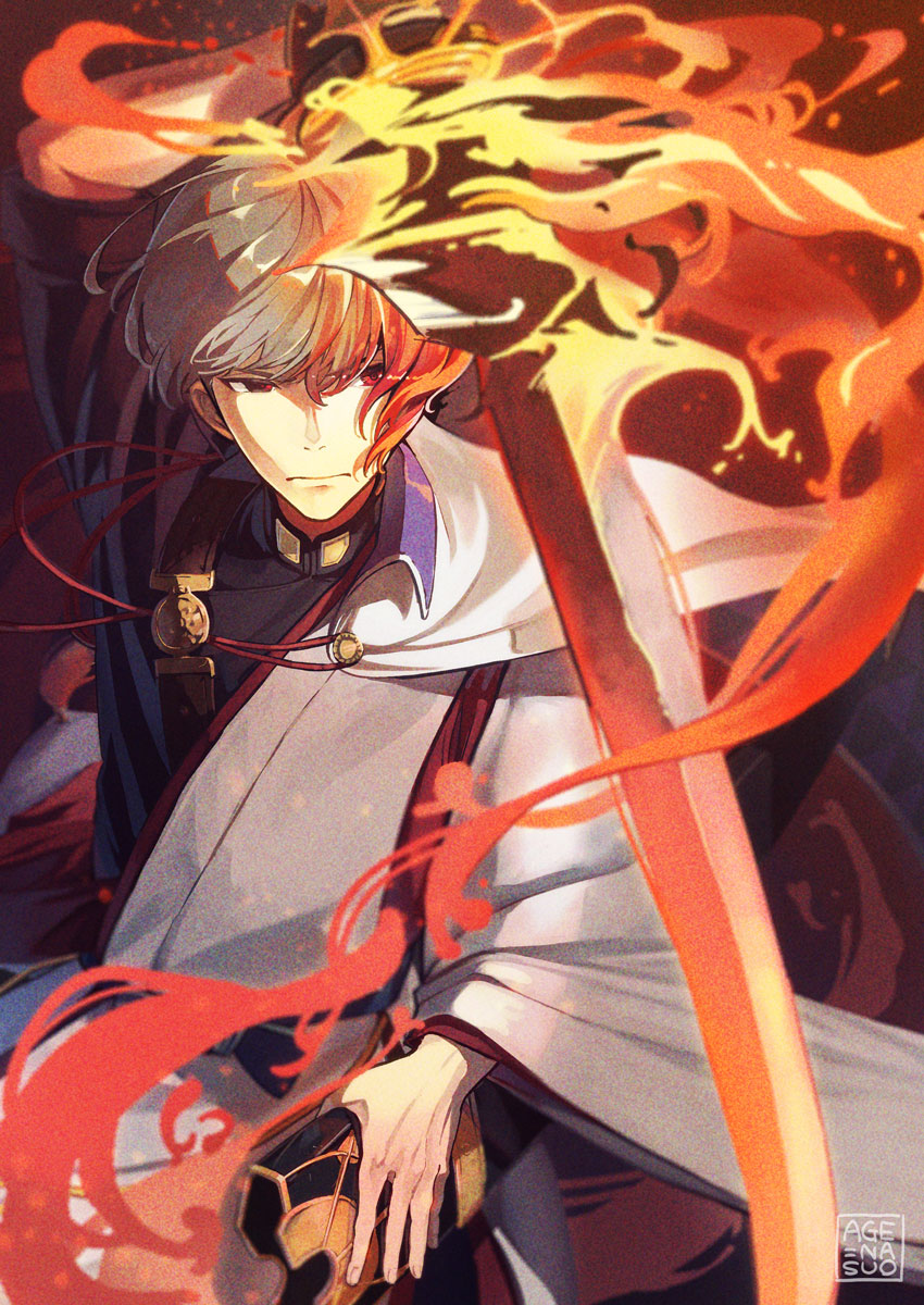 1boy, age_nasuo, bangs, bishounen, bowl_cut, cowboy_shot, fate/grand_order, fate_(series)