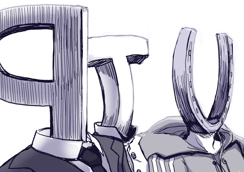 3boys, crossover, formal, greyscale, hood, hood_down, hooded_jacket, hoodie
