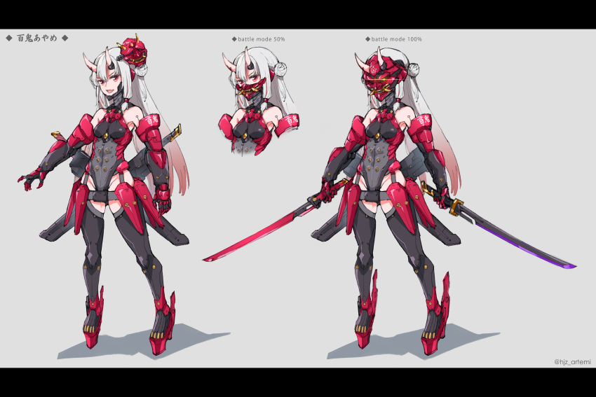 1girl, absurdres, armored_leotard, bangs, black_legwear, breasts, cropped_torso, dual_wielding