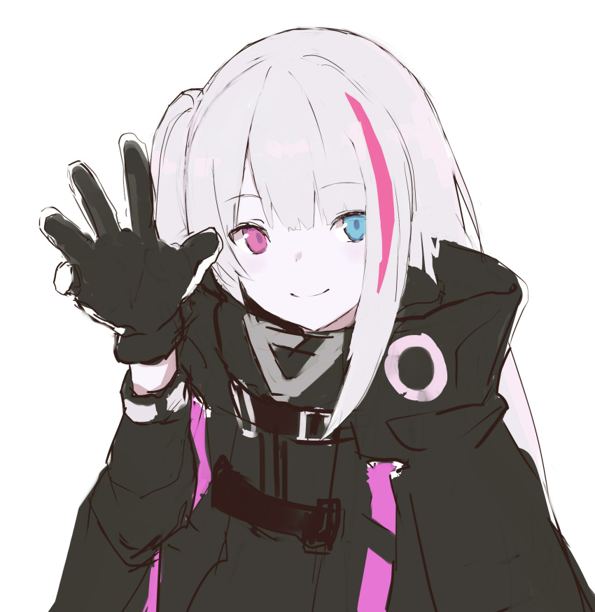 1girl, black_gloves, black_jacket, blue_eyes, closed_mouth, eyebrows_visible_through_hair, ff_frbb122, girls_frontline