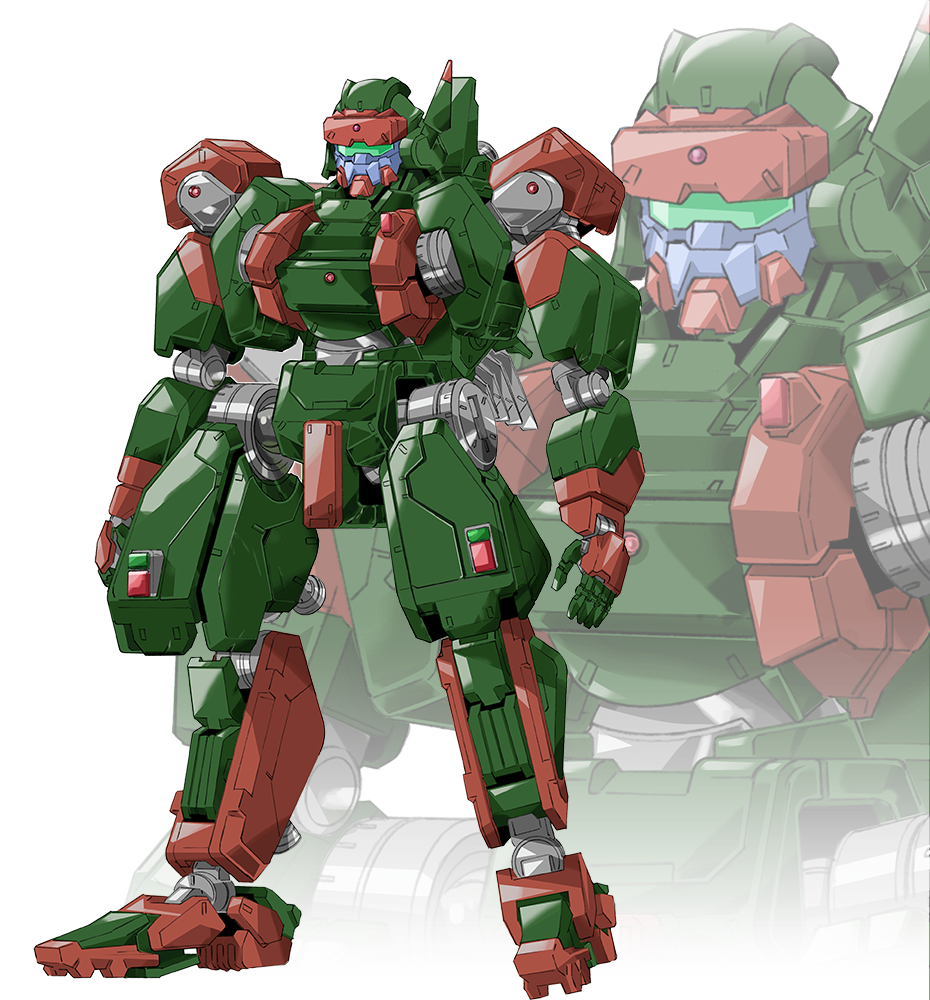character_name, grafdin, looking_ahead, mecha, no_humans, official_art, one-eyed, open_hands, red_eyes, science_fiction, solo, standing, super_robot_wars, super_robot_wars_dd, teraoka_kenji, transparent_background