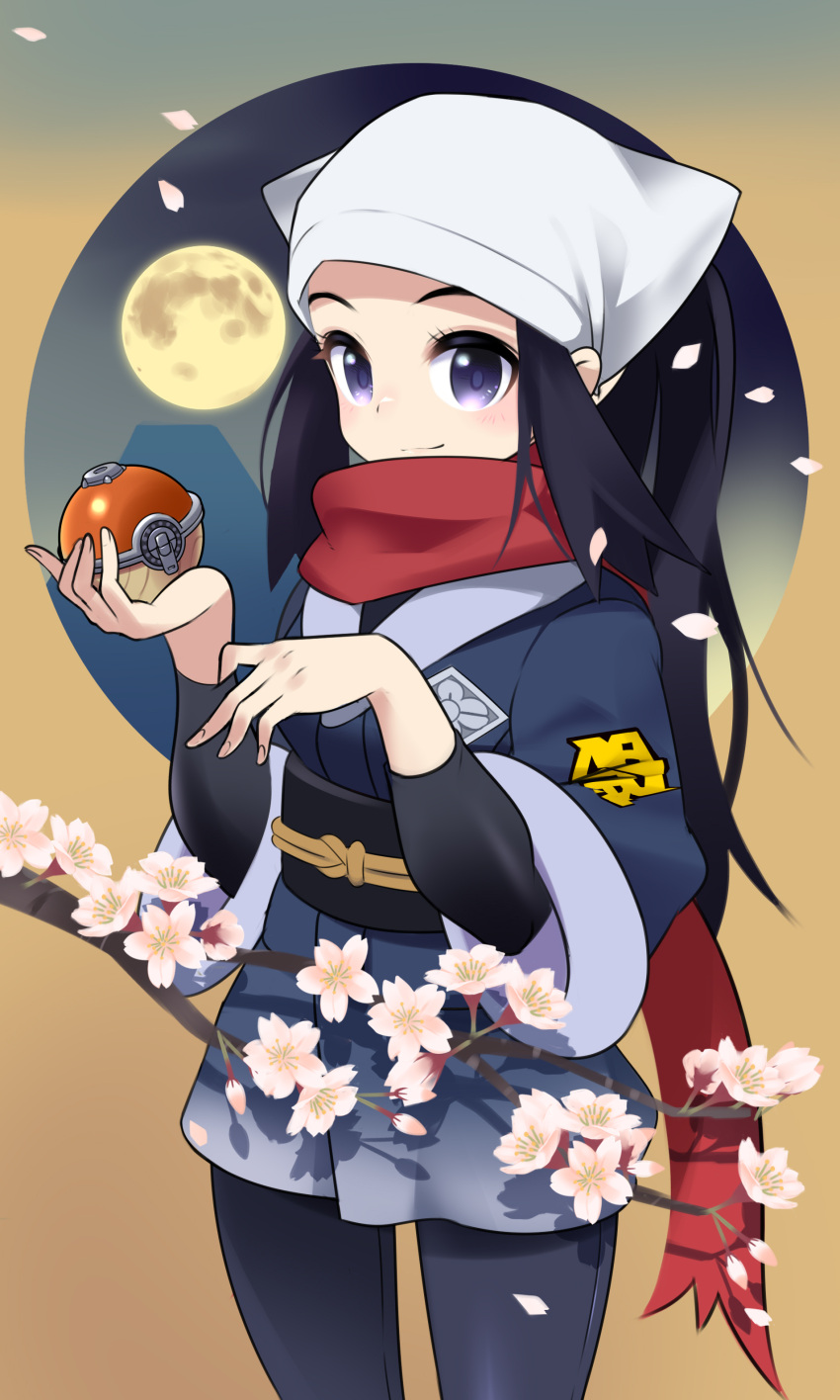 1girl, absurdres, black_hair, blush, closed_mouth, commentary_request, eyelashes, female_protagonist_(pokemon_legends:_arceus)