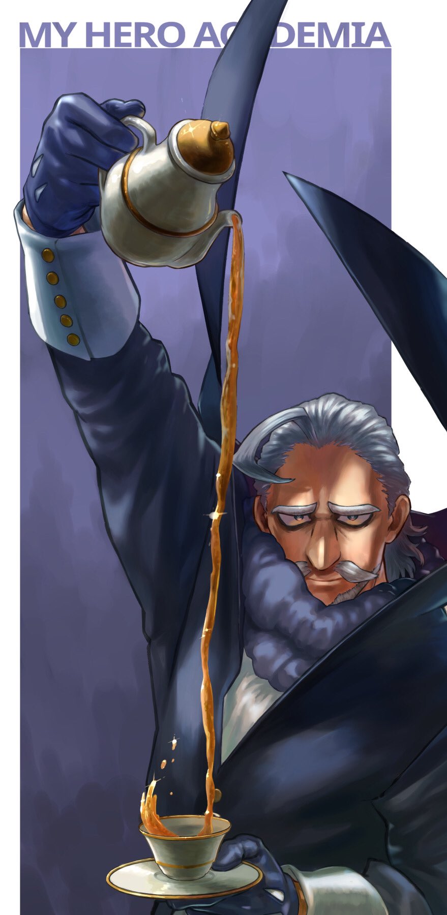 1boy, 4o080_yotabnc, ahoge, beard, boku_no_hero_academia, copyright_name, cup, facial_hair