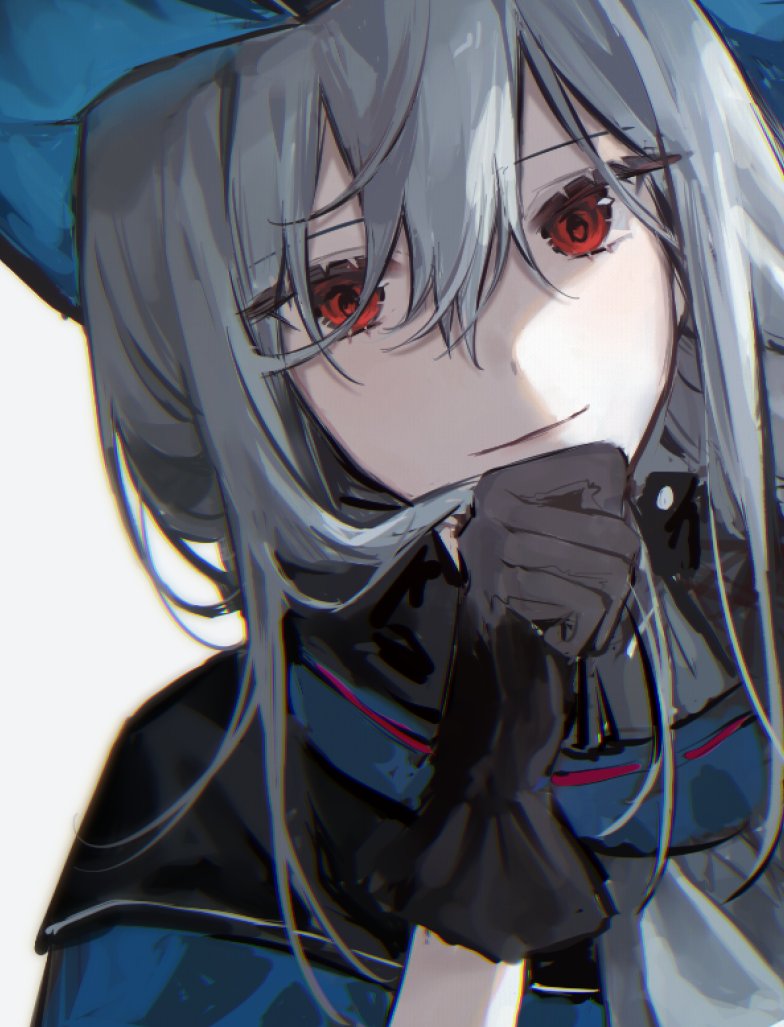 1girl, arknights, bangs, black_gloves, gloves, hair_between_eyes, hat, long_hair