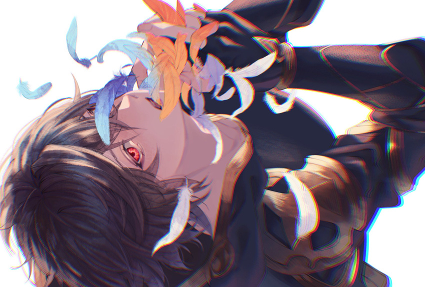 black_hair, feathers, granblue_fantasy, highres, omoti0mti, sandalphon_(granblue_fantasy)