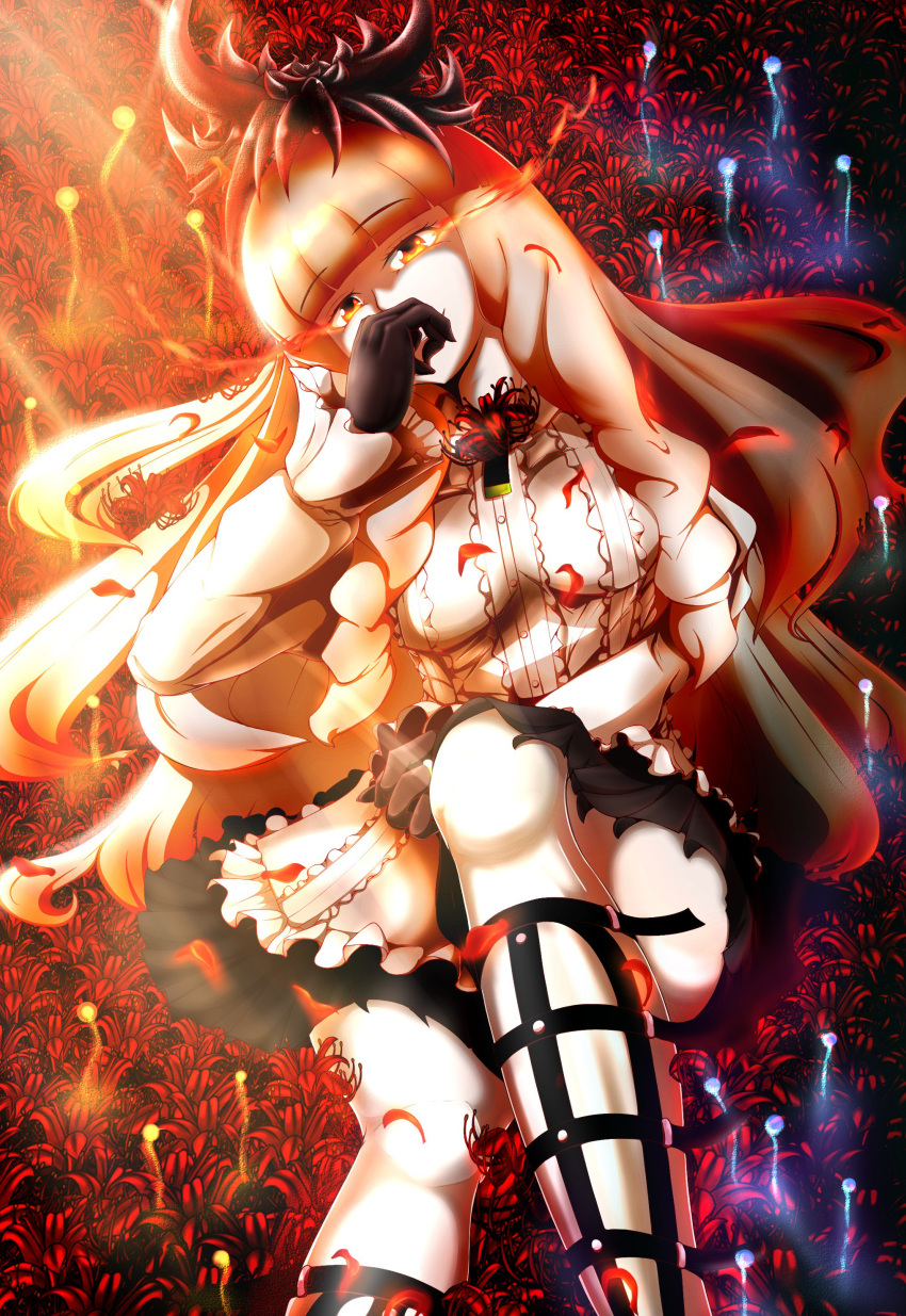 1girl, absurdres, abyssal_ship, alternate_eye_color, bangs, blunt_bangs, glowing, glowing_eyes