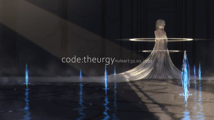 1girl, bare_shoulders, blonde_hair, breasts, cable, circuit, closed_eyes, collarbone