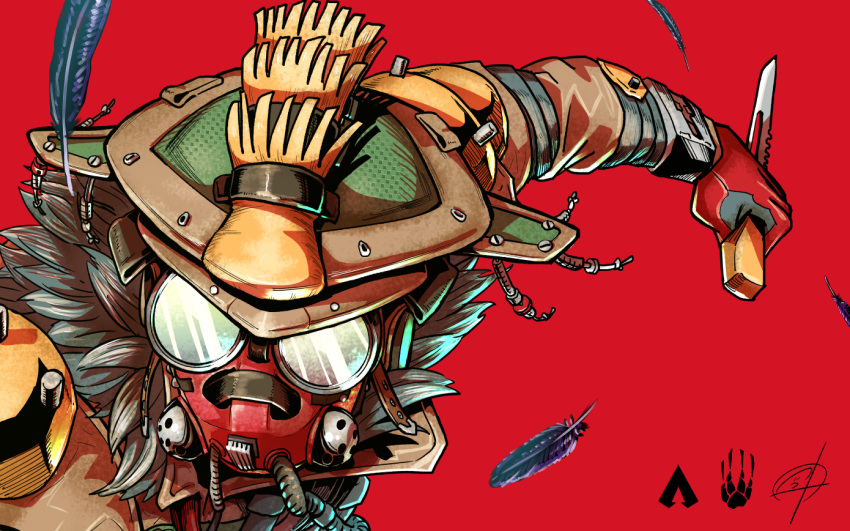 1other, ambiguous_gender, apex_legends, bloodhound_(apex_legends), cable, feathers, floating, from_above