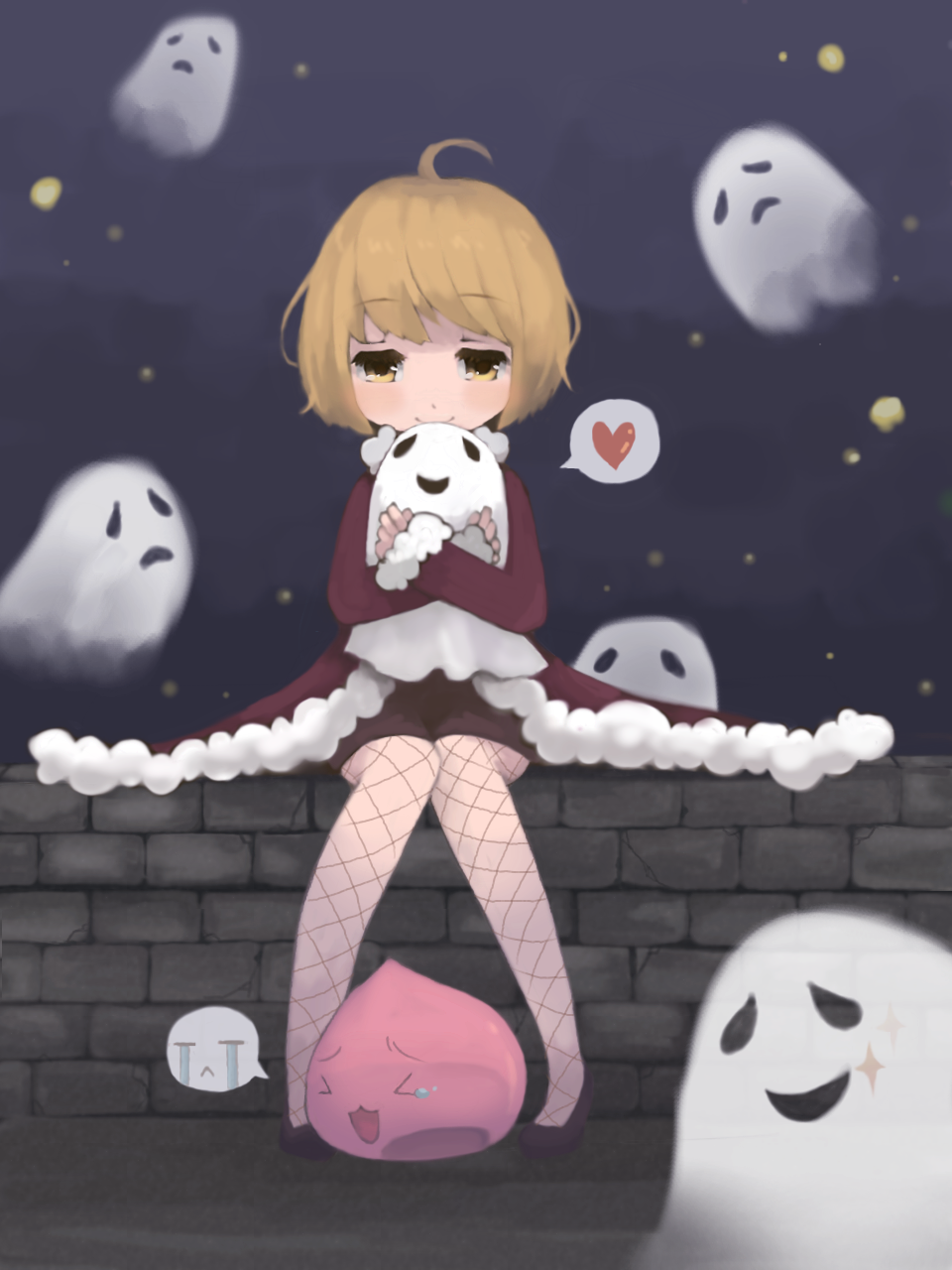 >_<, 1girl, :3, bangs, black_shorts, brick_wall, brown_eyes, closed_mouth