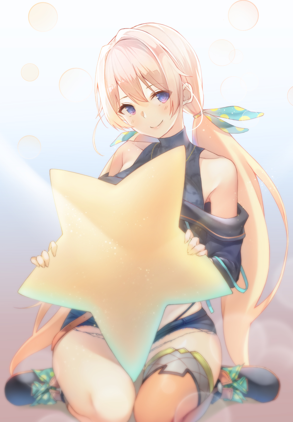 .live, 1girl, blonde_hair, blush, collarbone, hair_ornament, highres, kuro_cat_3