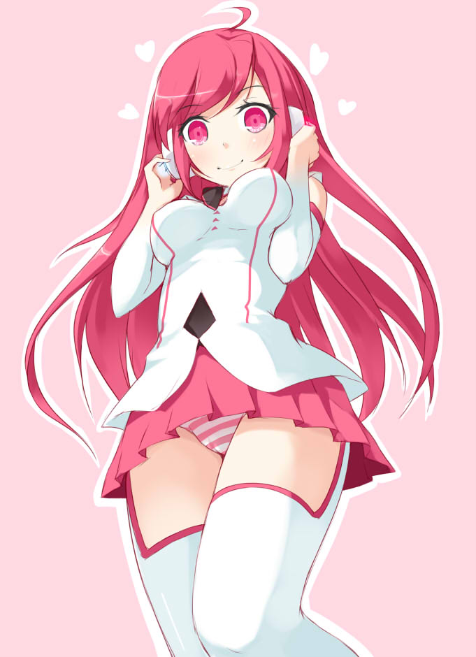 1girl, armpits, breasts, elbow_gloves, gloves, headphones, kuro_(be_ok), large_breasts