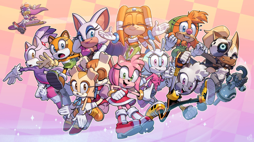 6+girls, absurdres, amy_rose, animal_ears, bat_ears, bat_wings, beak, belle_the_tinkerer