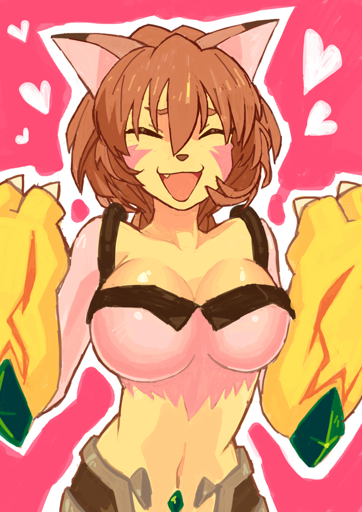 .hack//, .hack//g.u., .hack//roots, animal_ears, big_breasts, breasts, brown_hair, cat_ears