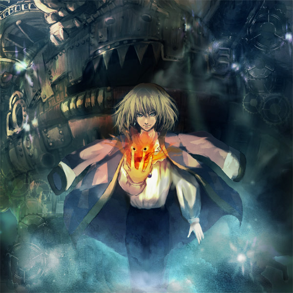 blonde_hair, calcifer, fire, ghibli, howl, howl_no_ugoku_shiro, male, sin_(hitonatsu)