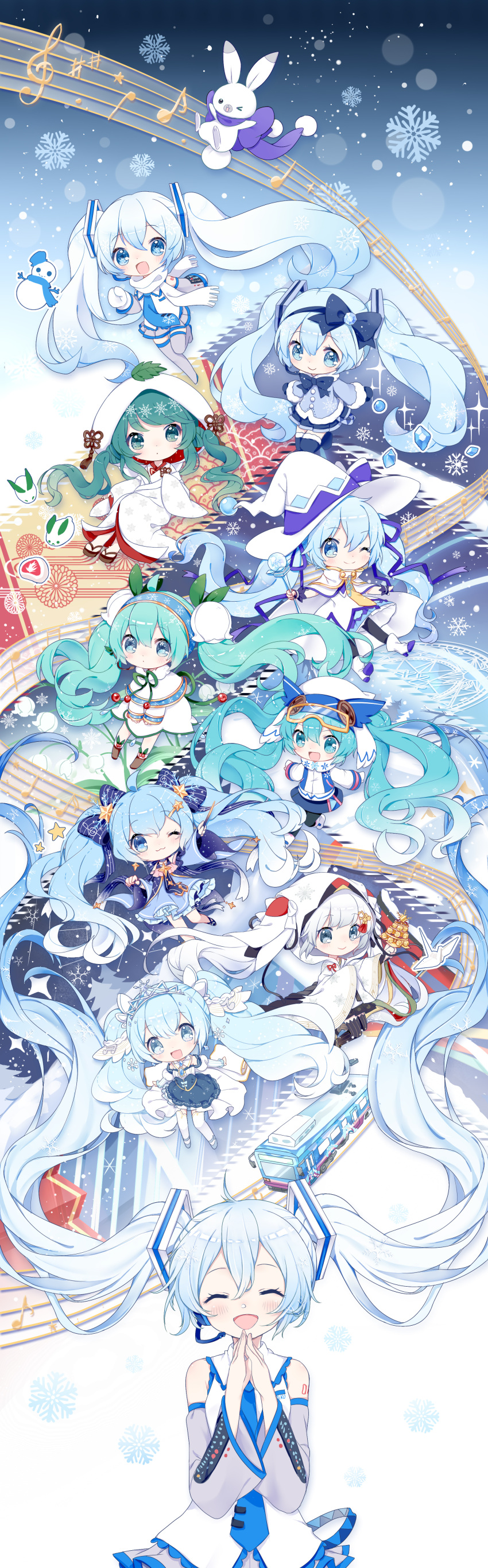 6+girls, :3, :d, :o, ;3, absurdres, ahoge, animal_hat