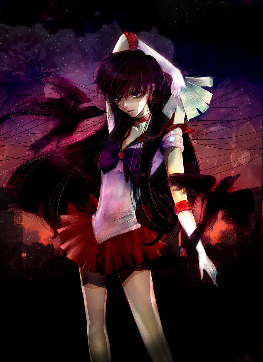 bird, bishoujo_senshi_sailor_moon, black, black_hair, city, crow, deimos, dolcexxx