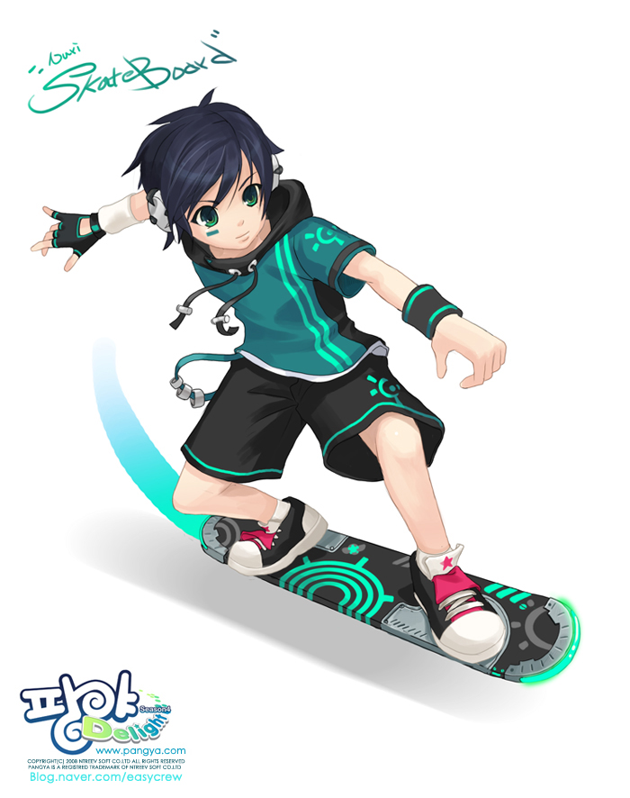 easycrew, gloves, green_eyes, hover_board, lee_byung_hee, nuri, pangya, short_hair