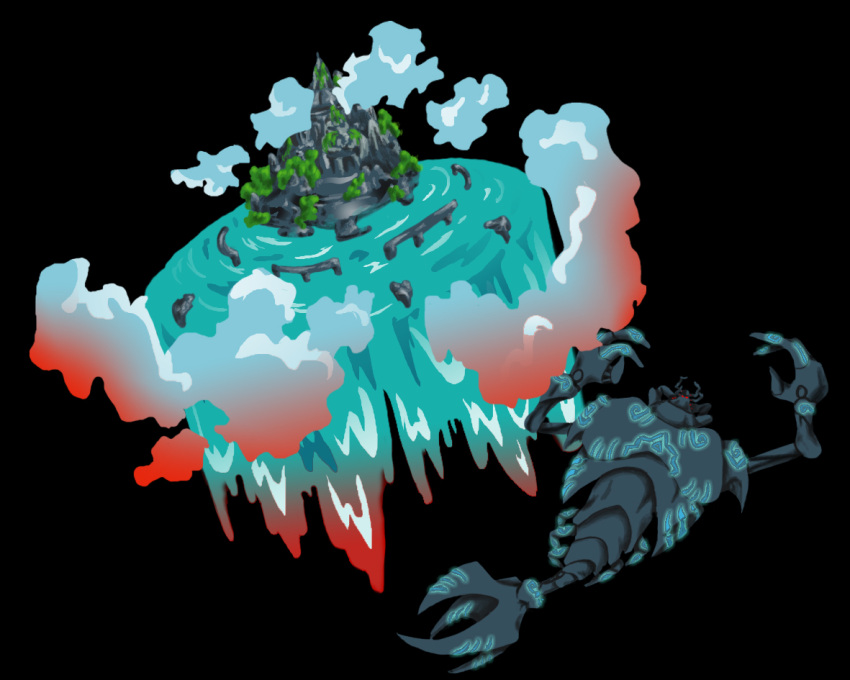 atlantis, atlantis:_the_lost_empire, black_background, circle, clouds, cloudy_sky, disney, floating_island