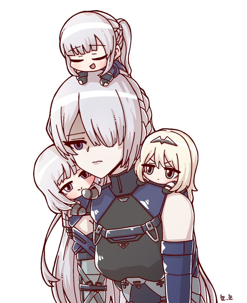 4girls, ak-12_(girls_frontline), ak-15_(girls_frontline), an-94_(girls_frontline), bangs, blonde_hair, blush, braid