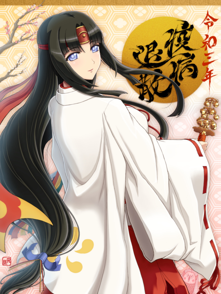 1girl, absurdres, bangs, black_hair, blind, blue_eyes, blush, breasts
