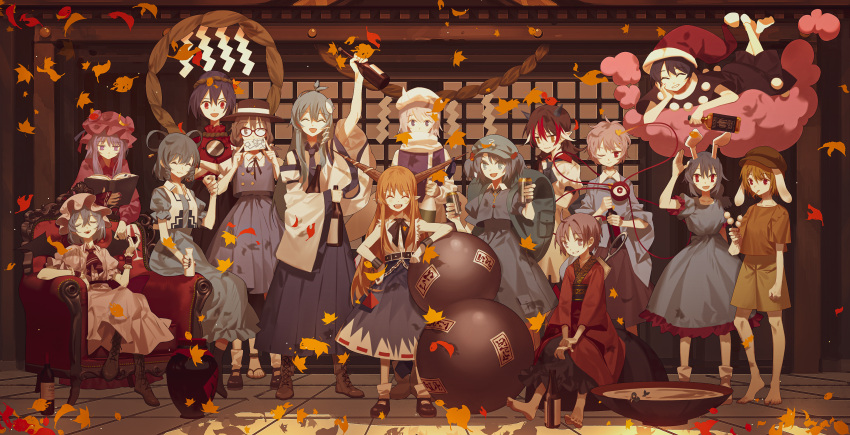 6+girls, ^_^, ^o^, absurdres, alcohol, alternate_costume, animal_ears, aqua_dress