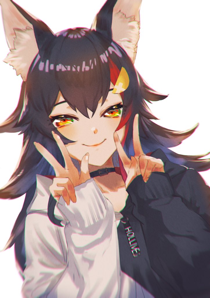 1girl, animal_ears, backlighting, black_choker, black_hair, black_hoodie, choker, closed_mouth