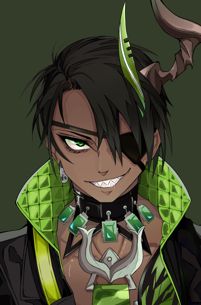 1boy, absurdres, ao_no_kitsune, aragami_oga, black_choker, black_hair, black_jacket, choker