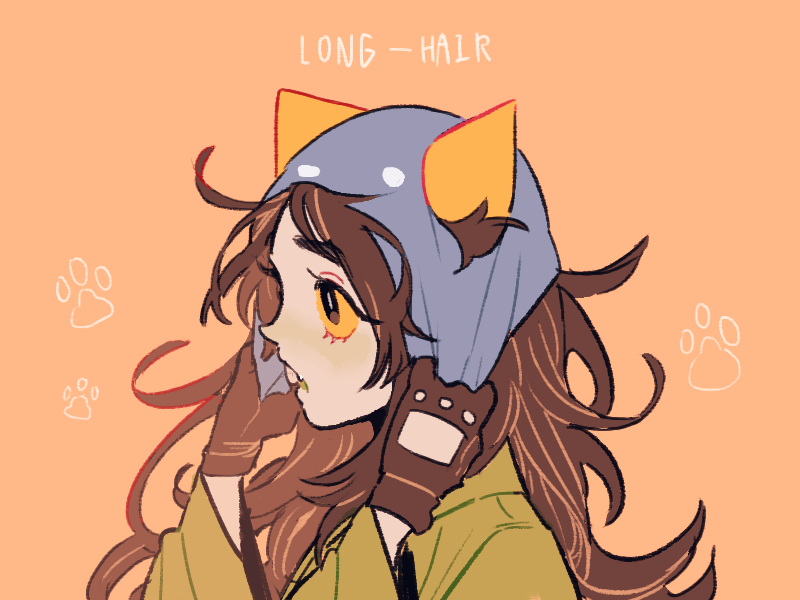 1girl, adjusting_clothes, adjusting_headwear, alternate_hair_length, alternate_hairstyle, bim0ngsam0ng, black_gloves, black_hair