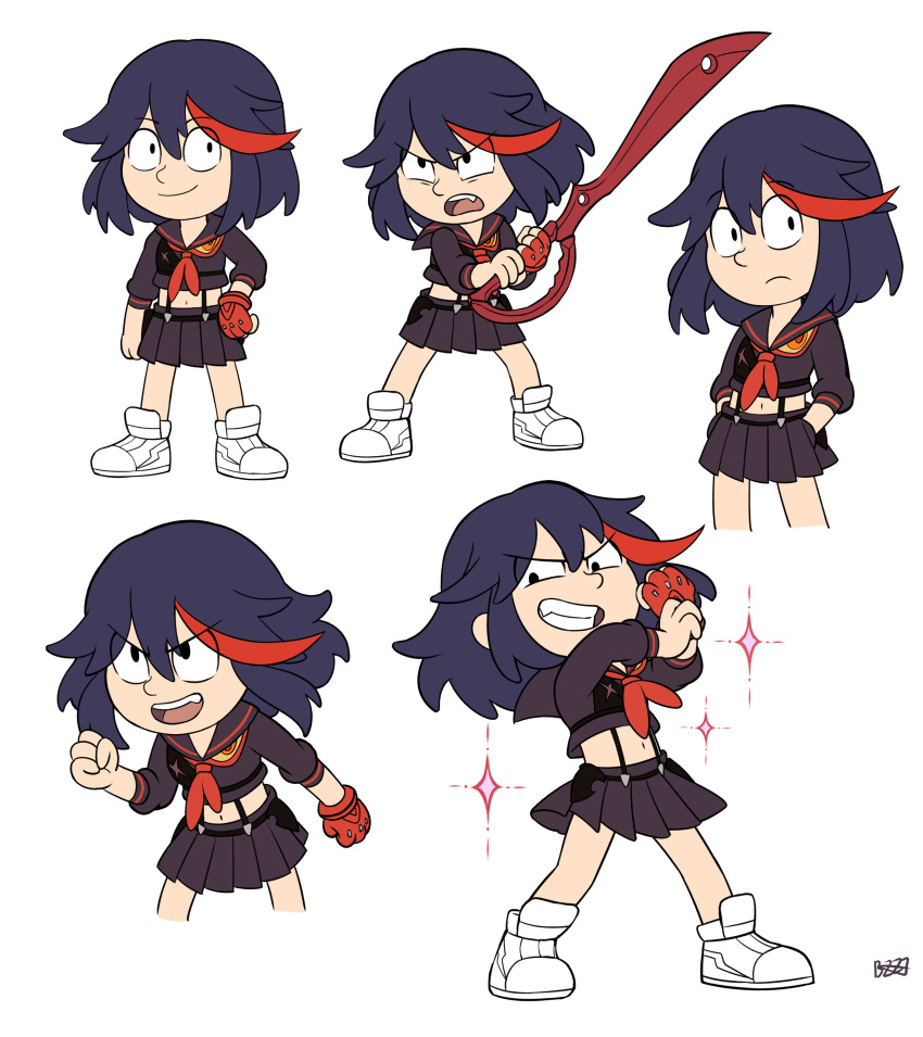1girl, absurdres, black_hair, bzzt_gcxll, fingerless_gloves, full_body, gloves, hair_between_eyes