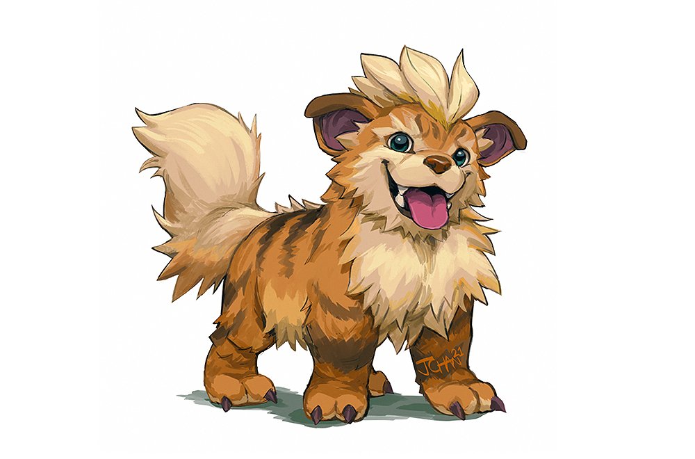 claws, english_commentary, full_body, gen_1_pokemon, growlithe, justinchans, looking_at_viewer, no_humans