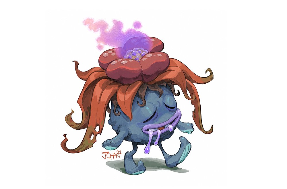 closed_eyes, english_commentary, flower, gen_1_pokemon, gloom, justinchans, no_humans, pokemon