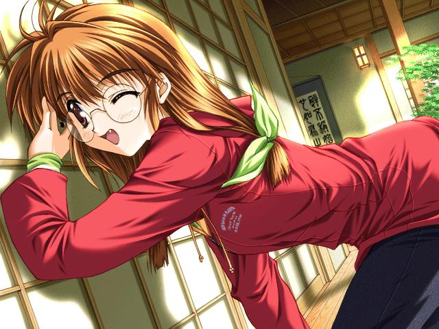clothes_writing, comic_party, fang, game_cg, glasses, hoodie, inagawa_yuu, oldschool