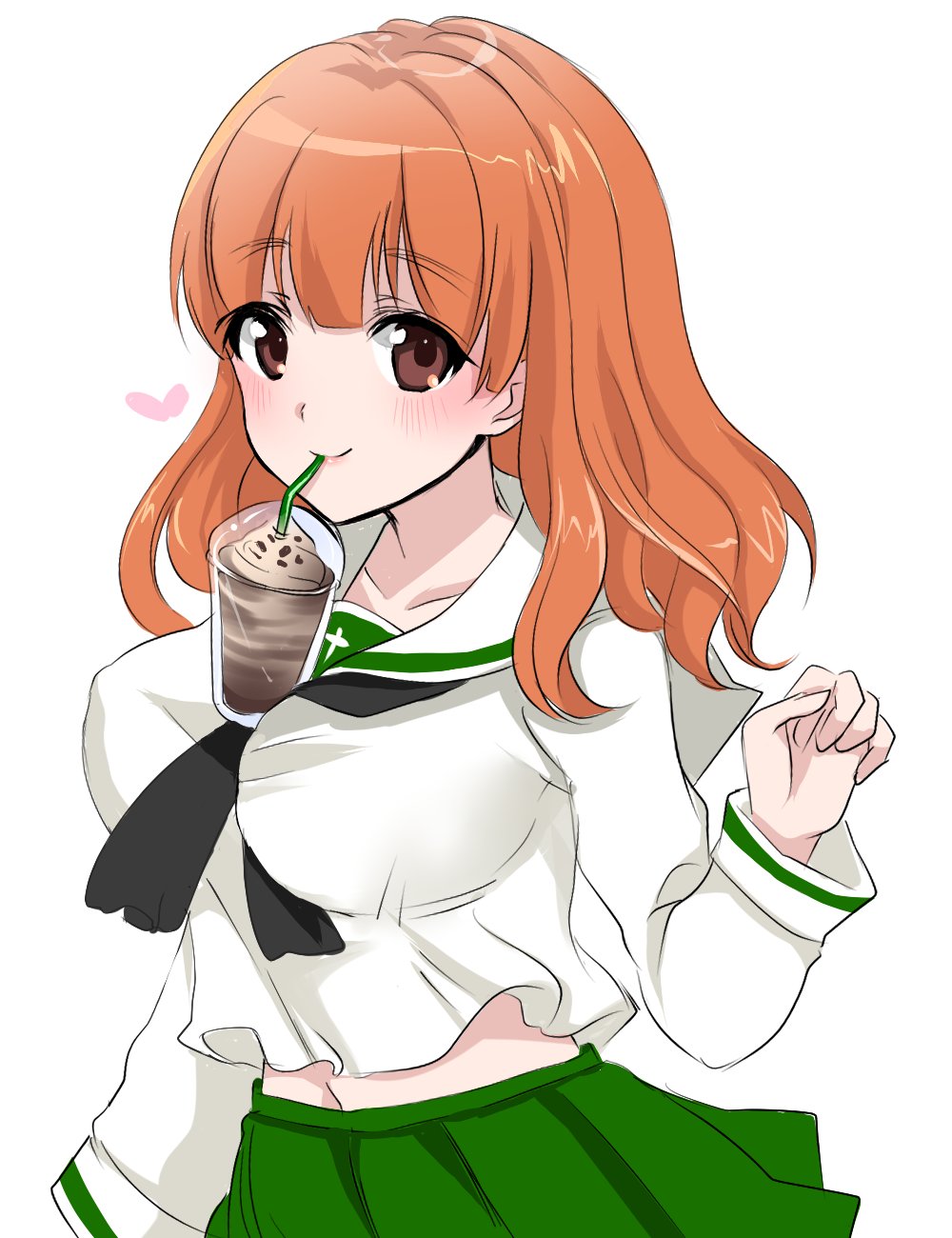 1girl, airi_(akamichiaika), bangs, black_neckwear, blouse, blunt_bangs, breasts, bubble_tea_challenge