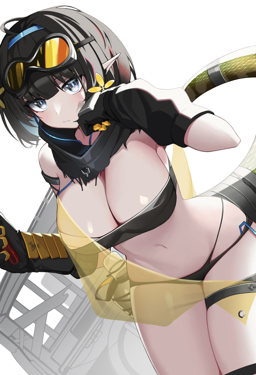 1girl, absurdres, ahoge, arknights, bangs, bikini, bikini_bottom, black_bikini