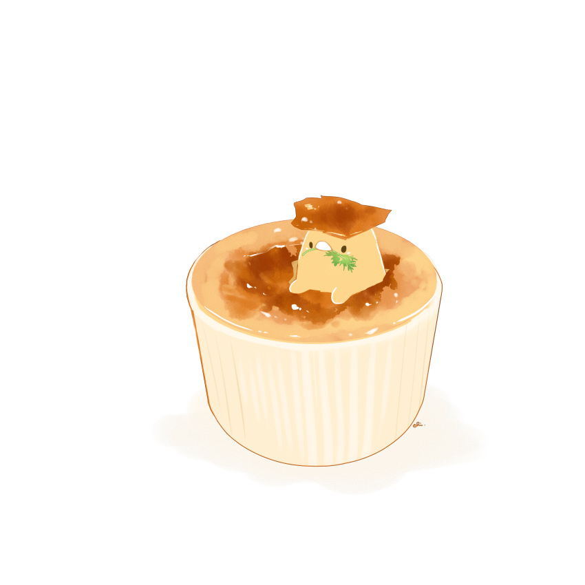 animal, artist_name, bird, black_eyes, chai, commentary_request, creme_brulee, dessert
